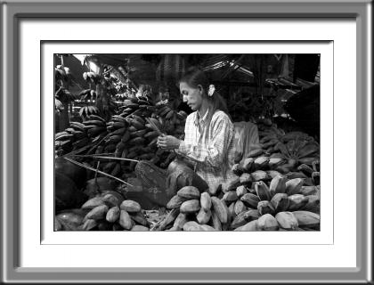 market, Burma, Myanmar, woman, black and white