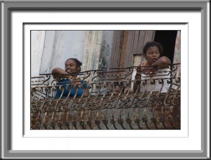 children, girls, Cuba, Havana, balcony