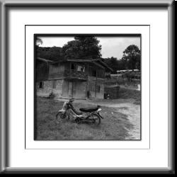 hill tribe village, motorcycle, Laos