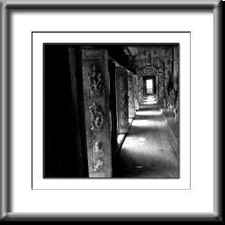 monestary, pagoda, wooden, black and white, Burma, Myanmar