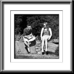 boy, girl, couple, young love, black and white